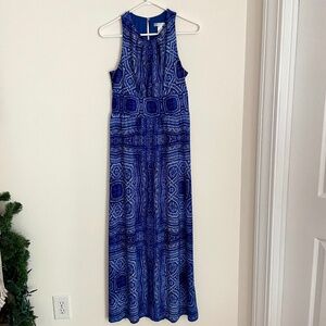 Women's London Times Long Blue and White Stretchy Dress Size 6